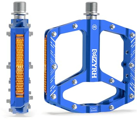 MZYRH mountainbikepedaler, MTB-pedaler med reflektorer, 3 förseglade lager, halkfria CNC-aluminium-cykelplattformar, 9/16 tums pedaler för vägcykel, MTB