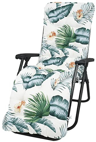 Jokapy Cuscino Imbottito per Sedia Sdraio 170x50cm, Cuscino Imbottito per Poltrona Sdraio Relax, Cuscino per Sdraio Reclinabile con Cappuccio Antiscivolo per Giardini, Cortili, Terrazzi (Hawaii)