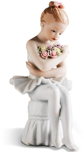 MTME Porzellan-Figuren, Tänzerin, Erinnerungsstücke, Geschenke, Skulptur, Heimdekoration (with Flowers)