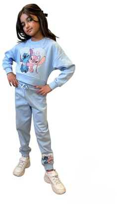 Disney Lilo & Stitch Survêtement pour fille, sweat-shirt court et pantalon de jogging pour filles et adolescentes de 5 à 15 ans, bleu, 14-15 Years