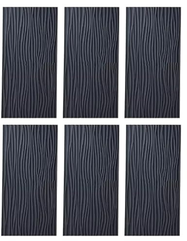 Innovz 3D Wave Wall Panels PU Paneling, Interior Wall Decor Covering Panels, Pack of 6 Paintable Accent Wall, Bedroom Home Decoration, 46 Sq Ft Coverage(Black)