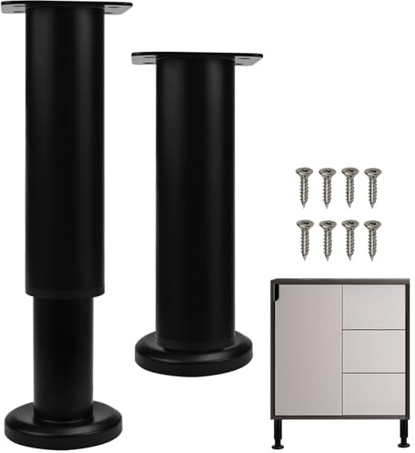SLTAXAR 2 Stück Möbelfuß Höhenverstellbar, Möbelfuss Metall Schwarz Verstellbar 18-30cm Möbelfüße Höhenverstellbare Möbelbeine Bettfüße Einstellbar Stützfüße für Möbel Standfüße für Schrank Bett