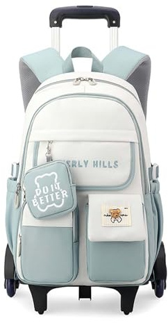 Yumenam Schulrucksack Trolley für Mädchen Rucksack mit Rollen Schulranzen Mädchen Teenager Jugendliche Daypacks Kinder Schultasche Outdoor Camping Groß Schulranzen Wasserdichter Lässige Daypack