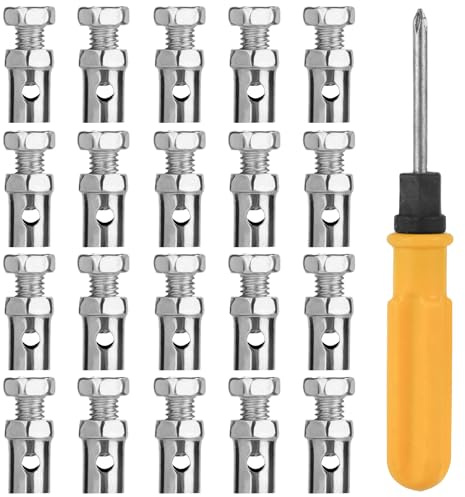PEUTIER 20Pcs Throttle Brake Cable Ends with Screwdriver, Throttle Cable Stops Locks 2.5mm Wire Hole Diameter Motorcycle Throttle Ends for Bike Scooters Tractors Mowers