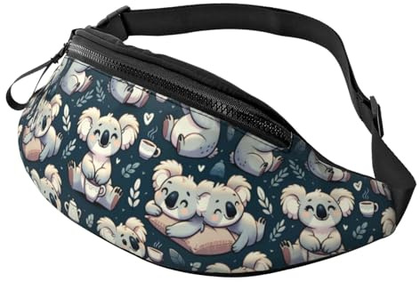 Hiking Fanny Pack Koala-Drinking-Tea Crossbody Waist Bag Lightweight Belt Bag