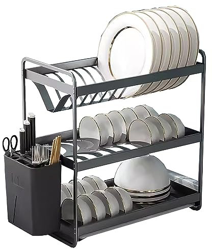 Scolapiatti e scolapasta OrganizerScolapiatti in alluminio di grande capacità - Scolapiatti robusto ed elegante con scolapiatti - Perfetto for organizzare piatti e utensili - Elemento essenziale for i