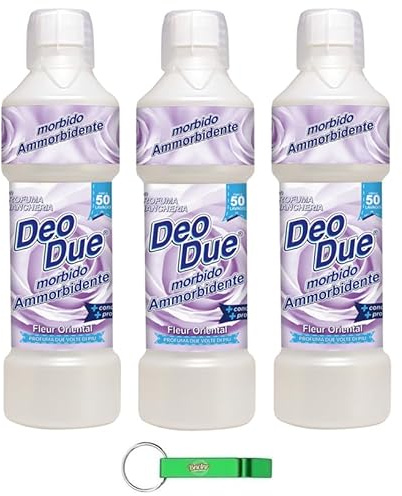 3x DEO DUE Ammorbidente Concentrato Fleur Oriental,Konzentrierter Weichspüler, ideal für alle Kleidungsstücke, 50 Wäschen 1Lt + Beni Culinari Kostenloser Schlüsselanhänger