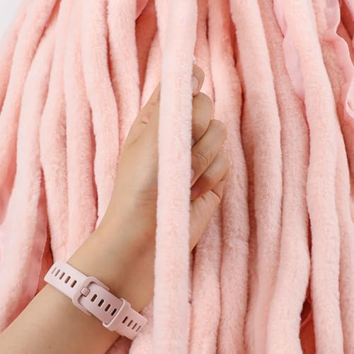Blausky 2 cm x 2 m Faux Fur Ribbon Trim, Faux Fur Decorative Ribbon, Faux Fur Border, Fake Fur Ribbon, Plush Tape, Fur Fabric for Crafts, Sewing, Decorating, for DIY, Wreath, Bows, Pink
