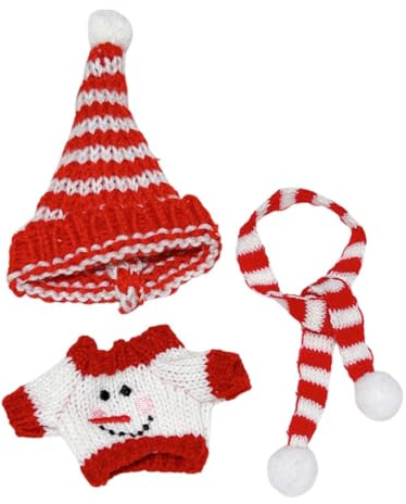 CoudarTitie Plüschpuppen Puppenpullover Zum Anziehen für Kinder, Foto Requisiten, Modische DIY Kleidung mit Mütze Und Schal, Puppenkleidung für 6,69 Zoll, Schneemann