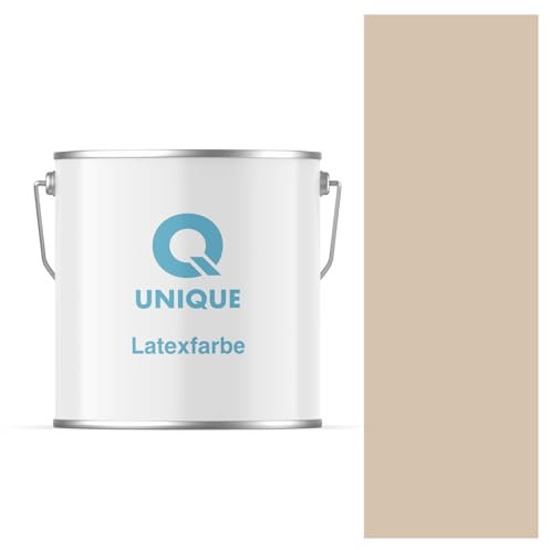 Q UNIQUE Latexfarbe 5L (ca.35m2) Beige Innenfarbe Wandfarbe Deckenfarbe Klasse 3 Mattfarbe Scheuerfest Hohe Deckkraft