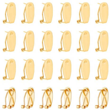 UNICRAFTALE 24 Stück Goldene Fingernagel Ohrstecker Ohrclip Konverter Komponente Scharnierpolstern Ohrringe Flachem Stopper Für Schwere Durchbohrte Indianer Stil DIY Ohrringe Schmuckherstellung