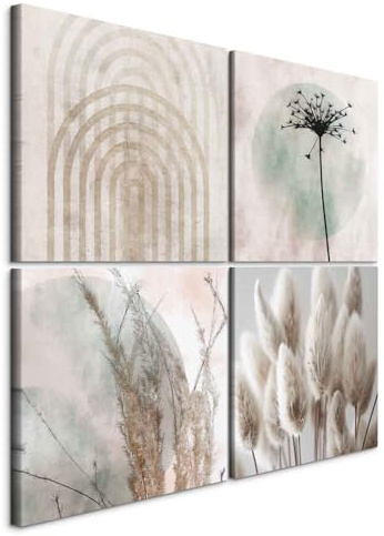 murando - Set di Quadri Moderni Soggiorno, Fiori Minimal Scandinava 80x80cm | (4 pz. 40x40 cm ognuno), Quadro Moderno, Murale Arte, Stampe da Parete, Resistenti Allo Sbiadimento, Produzione Europea
