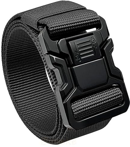 Boneke Herren taktischer Gürtel mit Schloss, Militärischer 1,5 Nylon Mesh Schnellverschluss Gürtel mit Heavy Duty Sicherheitsgurtschnalle, Wandern und Golf