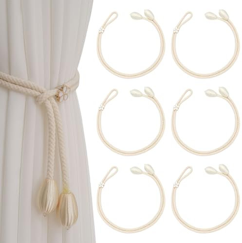 6 Stück Vorhang Raffhalter, Gardinenhalter Raffhalter Für Vorhänge, Handgestrickte Gardinen Raffhalter, Hohe Qualität Raffhalter Rür Gardinen, Vorhang Halter Dekoration Und Lagerung Vorhänge (Weiß)