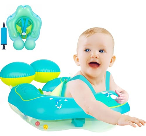 Uppblåsbar simbassäng för baby, 0-6 månader för bebisar, flytande pool med säkerhetssäte, 6-12 månader, spädbarn, simring för spädbarn, 6-12-36 månader