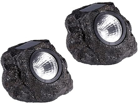 Holibanna 2stücke Solarlampe Aus Kunststein Für Außenbereich Landschaftslicht Solarlicht Für Garten Energiesparend Geeignet Für Wege Und Höfe