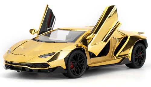 imtfzct 1/24 Lamborghini 770 Modellauto, Spielzeugauto mit Sound und Licht sowie Rückzugsfunktion, Sammlermodell aus Legierung, Geschenk für Kinder, goldfarben