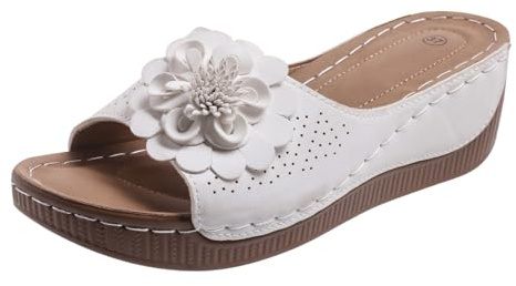 Pantoufles orthopédiques pour femme - Talon compensé - Mules d'été avec semelle intérieure - Sandales de marche - Sandales à plateforme - Sandales souples et légères - Sandales d'extérieur à enfiler