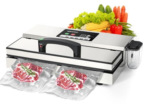 Wevac Máquina selladora al vacío de alimentos de 95 kpa, 550 W, potente operación con una sola mano, 12 en 1, sellador de alimentos con tanque de líquido para uso comercial o doméstico