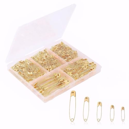 300 Pcs Safety Pins, Mini Metal Safety Pins, for Crafting, Sewing, Rimming Fastening Clip Button for Garment Hang Tag(Gold)