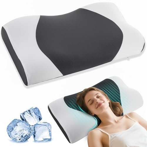 MOONOUU Cloud Align Pillow, Ergonomic Zero-Pressure Soft Memory Foam Pillow for Neck Pain Relief, Neutral Alignment for Side & Back Sleepers, Gently Provides Cervical Support, Washable Pillowcase
