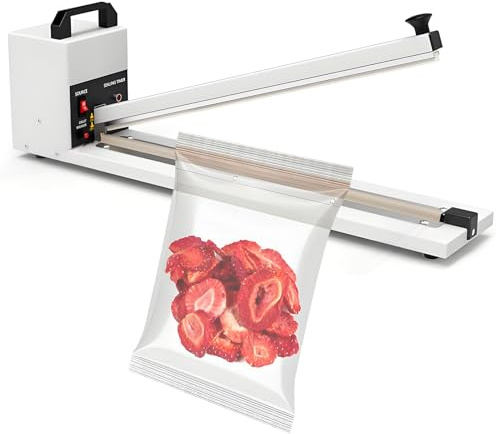 SHENGSHIYU Sellador Térmico Comercial,8 Niveles de Temperatura,Calentamiento por Pulsos,Ancho de Sellado 0,12pulg(3mm),Selladora Bolsas de Plastico Manual para Pequeñas Empresas L60cm