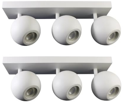 ENOVALITE 2 Stück LED Deckenspots GLOBE 3-flammig Weiß GU10 Ø10cm | Deckenlampen auf Spotbalken aus Metall, drehbare Spotlampen für Wohnzimmer, Küche und Flur, GU10-Fassung