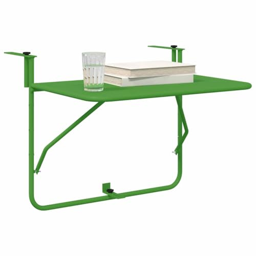 Tomostar Table Balcon Suspendue, Table Pliante de Balcon Rabattable Vert 60 x 39 x 65 cm Acier