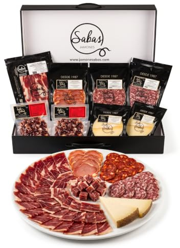 Maletin Iberico Surtido Jamon Lomo Chorizo Salchichon Queso 22 Sobres 100g | Lote de 2,2 kilos para tabla completa: raciones individuales al vacio, taquitos curado de oveja; lleva leche el queso