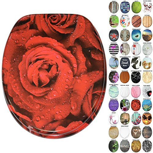 Sanilo WC Sitz ohne Absenkautomatik, viele neue Toilettendeckel zur Auswahl, hochwertige Oberfläche, stabile Scharniere, leichte Montage, Rosen