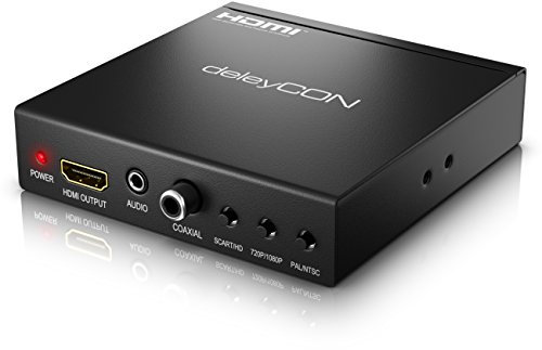 deleyCON Convertitore da SCART a HDMI con Estrattore Audio SCART + HDMI Ingresso su HDMI Uscita Audio Coassiale + 3,5mm Uscita da SCART a HDMI