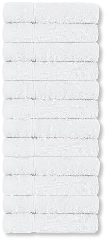 A & B TRADERS Pack of 12 Face Cloths Washcloths Extra Absorbent Cotton Luxury Plain Flannels 500 GSM 30 x 30 cm Gym Spa Sports White