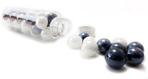 MaRécréation - 30 Billes mélange créatif - Bille en Verre à Collectionner (16 mm, Blanc & Noir)