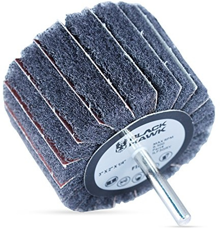 BHA Mounted Interleaf Flap Wheels for Sanding and Finishing, 3” x 2” x 1/4”, Gray (Ultra Fine) - 5 Pack