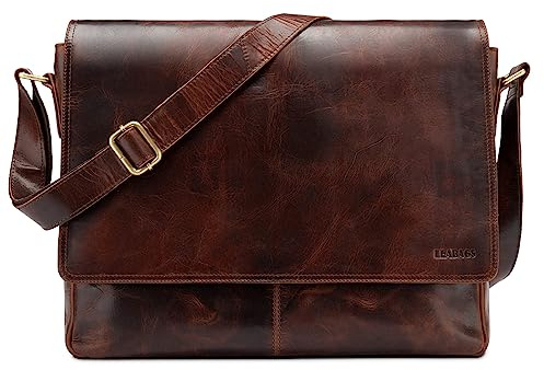 LEABAGS Oxford Laptoptasche Leder 15 Zoll Herren Damen Echtleder