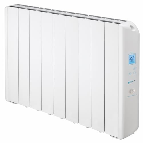 FARHO Radiateur électrique à inertie fluide 990W | FARHO Eco Green 09 Eléments | Blanc | Programmable | Basse Consommation | Garantie 20 ans