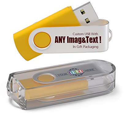 MEINAMI Lot de 25 Clé USB Personnalisée 2 GO Flash Drive USB avec Votre Logo USB 2.0 - Jaune