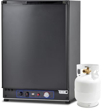 Smad 60L Kühlschrank Gas 12v 230v, 3 Wege Absorber Kühlschrank Gas für Camping Wohnwagen Reisemobil, LPG Gas 28 mBar