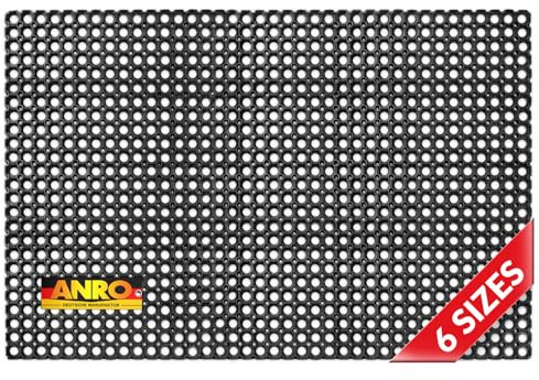 ANRO Ringgummimatte Gummimatte Wabenmatte mit Lochmuster Drainage Fußmatte Fußabtreter mit Löchern Schmutzfangmatte wetterfest Outdoor 100x150cm 23mm