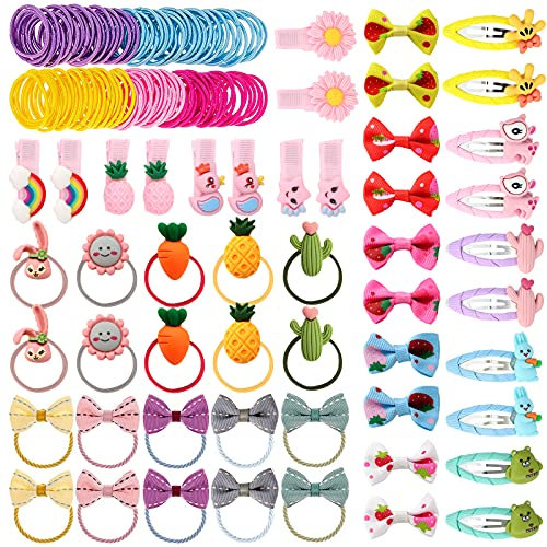 ZOCONE Mollette per Capelli Bambina Accessori per Capelli, 150 Pezzi Fermagli per Capelli Bambina Ragazze Elastici Capelli Multicolore Fiocco per Capelli Bambina Ragazze Neonata