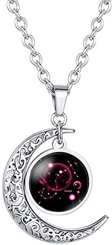 Caimeytie Collier Femme Pendentif Lune Bijoux Horoscope Signe du Zodiaque Scorpion