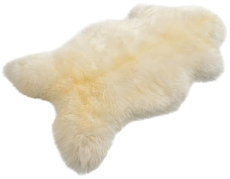 Decorating Sheepskins Lammfell Echt Weiß 110-120 cm + Lammfellbürste, Weich Schaffell Echt, Natürliche Teppich Wohnzimmer, Deko Fell Schlafzimmer, Naturfell, geruchlos, Lammfelle, Schaffelle