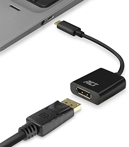ACT Adaptador USB C a DisplayPort, 4K@60Hz, Convertidor USB C a DP, Conecte Monitor Adicional a Portátil, para Tablet, Smartphone, Laptop - AC7320