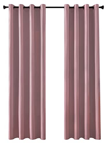 MRTREES Blackout Curtains Bedroom 90 Drop 2 Panels Blush Pink Eyelet Thermal Curtain for Living Room Soft Texture Window Treatments for Kids 66x90 Inch 167x228 CM