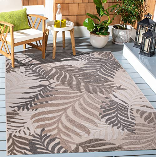 SANAT Outdoor Teppich Wetterfest - Outdoorteppiche für den Innen und Außenbereich, Balkon Teppich Wasserabweisend, Strapazierfähige Teppiche für Terrasse Garten und Wohnzimmer, Creme 160 x 230 cm