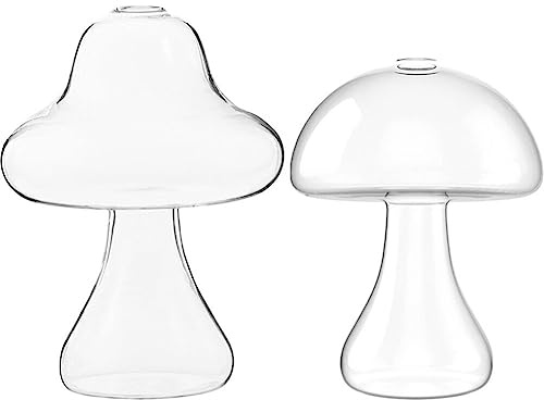 Cabilock 2 Stück Pilzvase Glas Glasvasen Für Dekoration Und Mittelstücke Hydroponische Glasvasen Für Pflanzen Tischdeko Für Zuhause Büro Restaurant Blumenladen