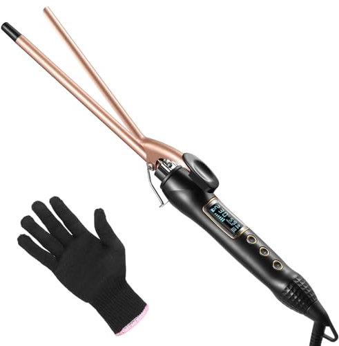 Curling Wands 3/8 Inch, Haglater Small Curling Tong 9mm Thin Curling Iron Wand for Short & Long Hair, Ceramic Barrel Curling Iron with Adjustable Temperature