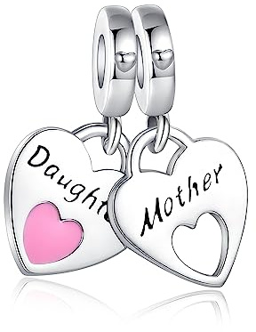 Alstiva Familie Freundschaft Liebe 925 Sterling Silber 5A Zirkonia Charm Anhänger für Armband Charm Bead Pendant für Europäische Armbänder Halsketten Schmuck Geschenk für Damen Frauen