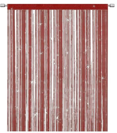 SULIVES String Curtains Door Fly Screen Curtain, Elegant Divider Tassel Curtain for Home Décor, Divider Curtain for Doors and Windows, Wine Red (100x200cm)