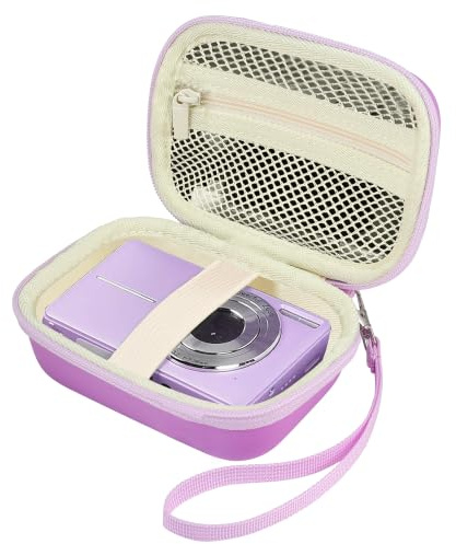 Leayjeen Kompakt Digitalkameratasch für Umipyiza/Kodak - Lila | Kompatibel mit CAMKORY/Nicamery/YLSHGXFC/AOREGRE, EVA-Hartschale, Netztasche mit Reißverschluss, Innenpolster - (Nur Hülle)